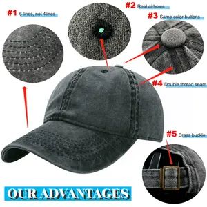 Sıcak satış spor Unisex rahat düz boş beyzbol kapaklar sıkıntılı Vintage yıkanmış % 100% pamuk baba şapkası özel nakış logosu