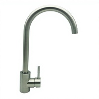 Robinet de cuisine monocommande en acier inoxydable 304, style américain, eau chaude/froide, montage sur colonne, finition brossée