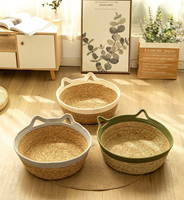 Fournitures pour animaux de compagnie : Lit pour chat en roseau tressé toutes saisons, Maison pour chien et chat, Respirant, Imperméable, Écologique, Portable, Utilisation intérieure et extérieure, Boîte à mémoire de forme
