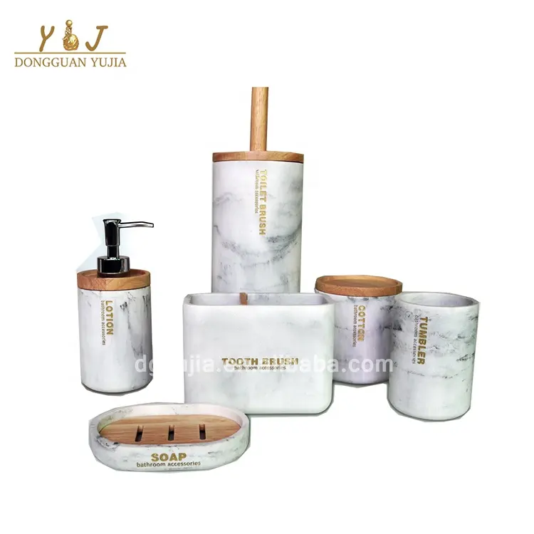 Luxury Marble Stone Bathroom Accessories Set For 6-Piece