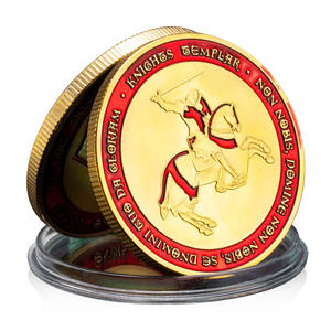Caballero Templario Recuerdo Moneda chapada en oro Non Nobis Domine,Non Nobis,Sed NominiTuo Da Gloriam Caballero Teutónico Moneda conmemorativa - Product Image 1
