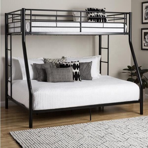 Letto a Castello con Letto Singolo Sopra e <span class=keywords><strong>Matrimoniale</strong></span> Sotto per Camera da Letto dei Bambini in Metallo CON SCALE - Product Image 1