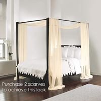 Voile de lit pour mariage et décoration intérieure, rideau de lit sans perforation