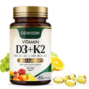 Premium Healthcare Vitamine D3 K2 Softgel <span class=keywords><strong>Capsules</strong></span> 100.000 IE/G Calcium Magnesium Zink Ondersteuning voor botten en gewrichten Verbeterde botdichtheid - Product Image 1