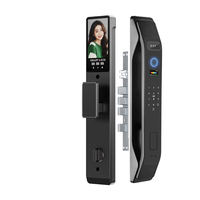 Interphone vidéo en aluminium avec serrure numérique IA entièrement automatique, caméra, reconnaissance faciale 3D, empreinte digitale biométrique, serrure intelligente Cloud