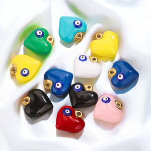 Amuletos de Corazón con Ojo Turco de Esmalte Colorido |   Colgantes de Aro de Acero Inoxidable con Baño de Oro PVD para la Fabricación de Joyería DIY, Collares y Pulseras - Product Image 3