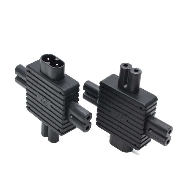 IEC 320 Figure 8 C8 Male to 3X Female C7 Splitter AC Power Adapter 1 in 3 Out