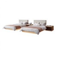 Ensemble de lit double en panneaux de bois écologiques sur mesure pour hôtels, chambres d'hôtes, design moderne, chambres d'hôtes standard, marque Gefan, 1 an
