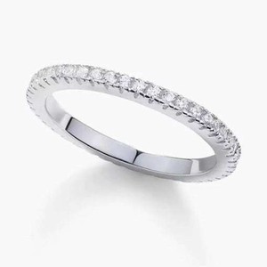 Women's 18K <b>Solid</b> Gold Moissanite Eternity Band Ring Round Brilliant Cut Pave Setting Classic Wedding Jewelry - Product Image 6