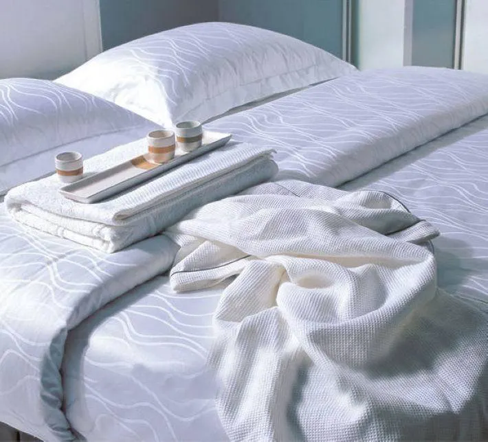 โรงแรมสิ่งทอ100% ผ้าฝ้ายซาตินย้อมผ้าสำหรับแผ่นเตียง