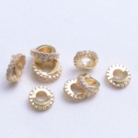 Lot de 20 perles entretoises irrégulières en laiton plaqué or 18 carats avec micro-pavé de zircon cubique pour la fabrication de bracelets et colliers DIY