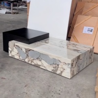 Moderne Luxe Qualité Prix Pas Cher Moderne Table D'appoint Nordic Kaia Calacatta Viola Marbre Plinthe Bloc Grande Table Basse Salon