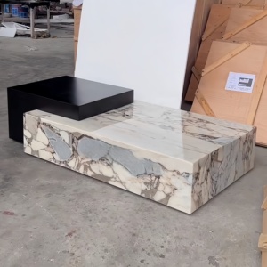 ModernLuxury Calidad Precio barato Mesa auxiliar moderna Nordic <span class=keywords><strong>Kaia</strong></span> Calacatta Viola Mármol Zócalo Bloque Mesa de centro grande Sala de estar - Product Image 2