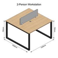 Poste de travail de direction en panneaux de bois mélaminés, double poste, moderne, durable, avec cloison intégrée, pour bureau