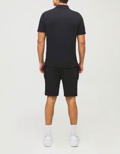 Conjunto de Polo y Pantalones Cortos Deportivos de Algodón, Cuello con Cierre, Estampado, Estilo Casual, Transpirable, Corte Ajustado, Color Negro - Product Image 2