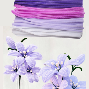 100 Peças de Hastes de <span class=keywords><strong>Chenille</strong></span> Coloridas Sortidas para Artesanato DIY de Flores para o Dia dos Namorados - Kit de Limpa-Cachimbo para Artesanato - Product Image 1
