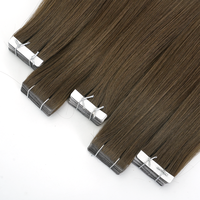 Extensions de cheveux russes Remy professionnels, bruns foncés, invisibles, à bandes adhésives, longue durée, cheveux bruts, fournis directement par l'usine