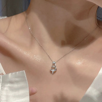 S925 Sterling Silver Fine Pendentif Collier Exquis Forêt Style Lucky Star Arbre De Noël Frais À La Mode Ins Style Zircon