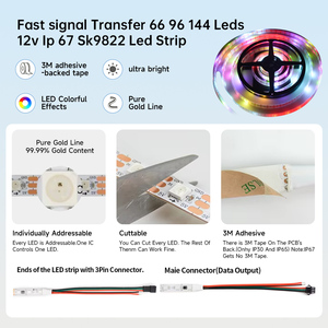 ไฟ <span class=keywords><strong>LED</strong></span> แถบ RGB แบบไล่สีอัจฉริยะ APA102 ความยาว 16.4 ฟุต แบบแยกส่วนควบคุมได้ รองรับการส่งข้อมูลสูง ใช้ชิป Sk9822 แรงดันไฟ <span class=keywords><strong>5V</strong></span> - Product Image 2