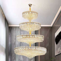 Lustre en cristal de luxe postmoderne pour plafond haut, éclairage creux pour villa, duplex, salon, escalier rotatif