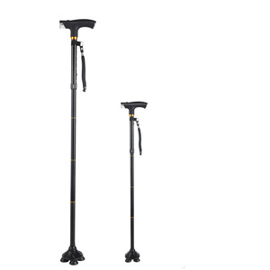 Bastón telescópico multifuncional de aleación de aluminio con 3 articulaciones y punta de goma, bastón plegable para senderismo, equipo de viaje al aire libre - Product Image 1