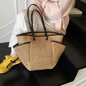 Summer Outdoor Travel Straw <b>Beach</b> <b>Bags</b> <b>Large</b> Capacity Straw Woven Tote <b>Bag</b> - Product Image 1