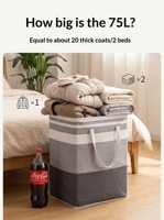 Panier à linge avec poignées, grande capacité, pliable, en coton et lin, boîte de rangement pour salle de bain, chambre à coucher, dortoir, style moderne minimaliste