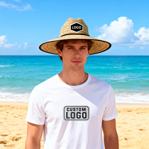 Sombreros de Paja de Guardavidas con Protección Solar para Verano, Sombreros de Paja Naturales con Parche de Logotipo Personalizado, Sombreros de Paja para Surf, Safari, Playa, Panamá - Product Image 1