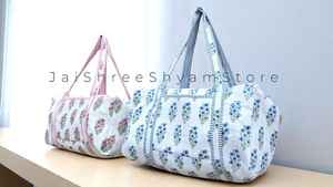 <b>Soft</b> Material Spacious Enough For Gym Work Or Weekend Trips Handcrafted Cotton Quilted Duffle Bag Stylish Spacious Travel Bag - Product Image 2