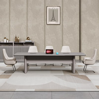 Grande table de réunion de bureau, ensemble de mobilier de conférence en bois de luxe, table de salle de réunion exécutive avec gestion intégrée de l'alimentation électrique