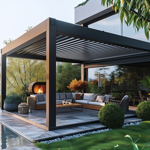Pergola Motorizzata in Alluminio con Porta Scorrevole in Vetro, Ecologica e Impermeabile, in PVC per Terrazze Esterne - Product Image 3