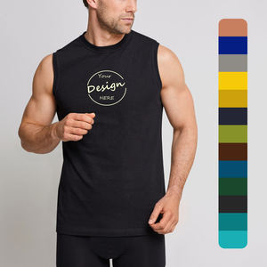 Vente en gros sérigraphie personnalisée 95 coton peigné 5 élasthanne débardeur d'entraînement ample à haute élasticité débardeur musculaire de couleur unie pour hommes - Product Image 1