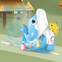 Jouet Électrique Flottant en Plastique en Forme de Dauphin avec Lumières et Musique, Design Cartoon, Omnidirectionnel