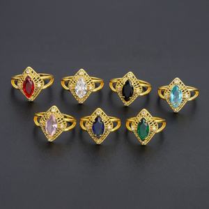 Bagues JXX de luxe plaquées or de Dubaï pour femmes, bijoux de doigt tendance en laiton avec zircon et diamant en cuivre, vente chaude - Product Image 1