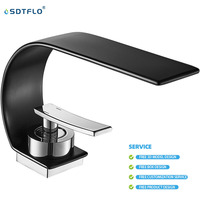 Ensemble de robinet de douche moderne personnalisable filtre à eau cascade évier robinet d'eau chaude robinets chauffants robinets en laiton noir