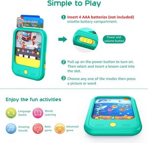 Tablette d'apprentissage éducative pour enfants de 2 à 6 ans : Alphabets, Chiffres, Aliments, Heure, Musique – en PP/Tissu non-tissé - Product Image 5