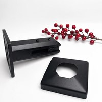 Plaque de fixation texturée à colonne évasée, base à trou oblong de 12 mm, en acier inoxydable 304, surface noire mate, avec support en verre, pour escalier extérieur moderne