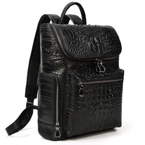 2025 Hot Sale Vintage Trend Crocodile <b>Leather</b> <b>Backpack</b> Fashion Men and Women Travel Hiking Rucksack <b>Laptop</b> Bag - Product Image 2