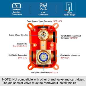 ברז ג 'קוזי מקלחת צבע זהב ידית כפולה ראש מקלחת מרובע ראש עיצוב מודרני גשם גשם רכוב קיר מקלחת 12 אינץ' - Product Image 5