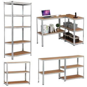 Étagères métalliques sans boulons 175 kg, 5 étagères en tôle <span class=keywords><strong>d</strong></span>'acier galvanisé, protection contre la corrosion, montage mural, système de rangement pour garage - Product Image 1