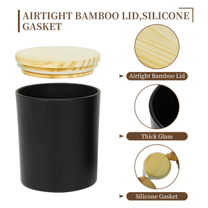 Pot à bougie vide en gros, noir mat, haut, large ouverture, fond rond, élégant, fantaisie, unique, personnalisé, avec couvercle - Product Image 6