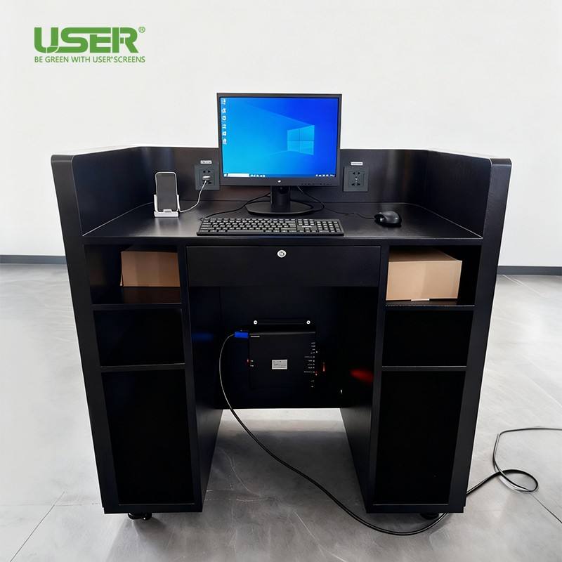 Curved LED Indoor Display Booth Front Desk Retail Advertising Screen ...