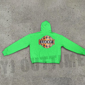 Sudadera con capucha recortada desgastada con cremallera personalizada de algodón de 480gsm para hombre con estampado de pantalla - Product Image 2