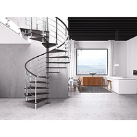 Escalier en colimaçon sur mesure de haute qualité avec garde-corps en verre, vente chaude