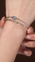 Bracelets intelligents Bangle Smart Products, accessoires gothiques, design Huggie, double perles rondes, plaqué or, pour femmes, pour anniversaire