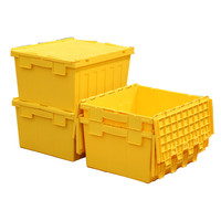 Boîtes de rangement en plastique robustes de grande taille 80L pour entrepôt et déménagement avec couvercle intégré