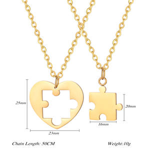Collar de cadena con colgante de corazón de rompecabezas de acero inoxidable chapado en plata de 18 quilates, resistente al deslustre, para mujer, ideal para dropshipping. - Product Image 4