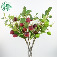 Kunstmatige nep-bessen appelboomtak 90cm lang rood groene steel bloemstukken groen decoratie huis bruiloft