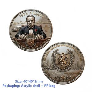 Moneta Commemorativa Il <span class=keywords><strong>Padrino</strong></span> Vito Corleone, Moneta Commemorativa 3D in Bronzo Anticato con Custodia in Acrilico, Souvenir da Collezione Cinematografico - Product Image 2