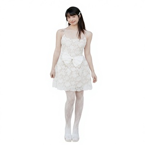 Camisola de Encaje Blanco con <span class=keywords><strong>Falda</strong></span> Corta y Adorno de Lazo, Vestido Blanco Certificado, Vestido de <span class=keywords><strong>Novia</strong></span> para la Mañana de la Boda, Vestido Dulce - Product Image 1